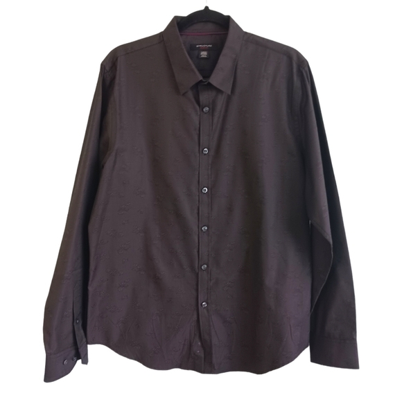 Structure Mens Dress Shirt Slim Fit Size Large Floral Black Charcoal Grey - Picture 1 of 6